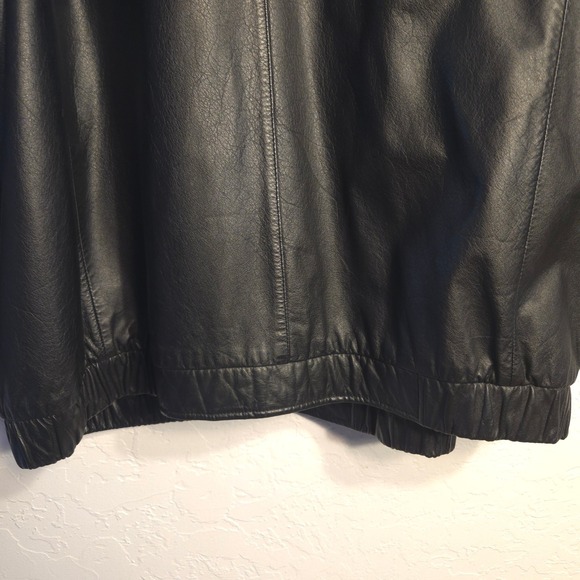 Preston & York Womens 2X Black Genuine Leather Bomber Jacket Zip Front Pockets - Picture 5 of 8